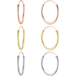 3 Colour Hoop Earrings Set