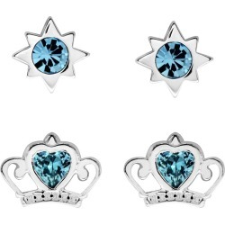 Disney Children's Cinderella Silver & Crystal Earring Set