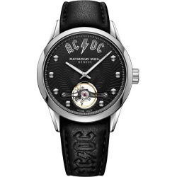 Raymond Weil Freelancer AC/DC Black Leather Strap Watch