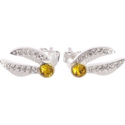 Harry Potter Silver Swarovski Crystal Golden Snitch Earrings