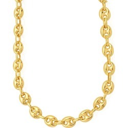 14k Yellow Gold Puffed Mariner Link Chain Necklace, 4.7mm, 20"
