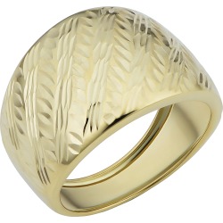14k Yellow Gold Diamond Cut Cigar Band Ring, Size 8