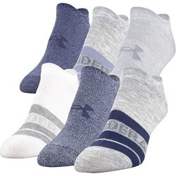 Under Armour Women's Essential 2.0 No Show Socks - 6 Pack Grey/Assorted M
