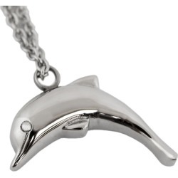 Dolphin Cremation Pendant - Stainless Steel, Jewelry Gray