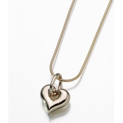 Gold Puff Heart Cremation Pendant, Jewelry Yellow