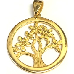 Sterling Silver 18 Karat Gold Overlay Plated Tree Of Life Pendant