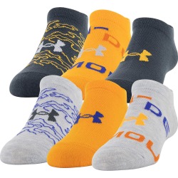 Under Armour Boy's Essential 2.0 No Show Socks - 6 Pack Halo Grey/Lunar Orange One Size