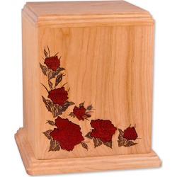 Red Roses Wooden Cremation Urn, Urns for Ashes found on Bargain Bro from OneWorld Memorials for USD $296.36