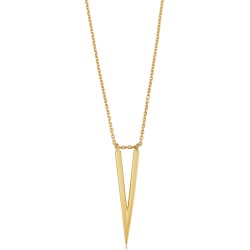 14K Yellow Gold V Shape Chevron Pendant Necklace, 18"