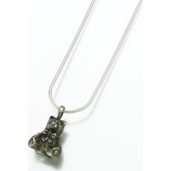 Teddy Bear Cremation Pendant - White Bronze, Jewelry Brown