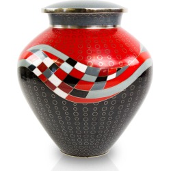 Opulence Red Geometric Cloisonne Cremation Urn, Urns for Ashes found on Bargain Bro from OneWorld Memorials for USD $227.96