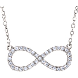 Infinity Sign Link And CZ Necklace In Sterling Silver, 18"