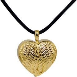 Gold Angel Wing Heart Cremation Pendant, Jewelry Yellow