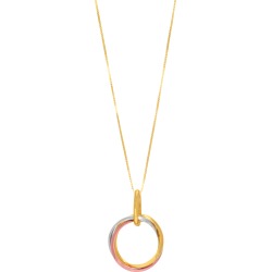 14k Tricolor Rose Gold Open Trinity Ring Pendant Necklace, 18"