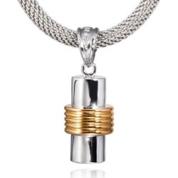 Banded Cylinder Cremation Pendant, Jewelry Yellow