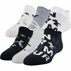 Under Armour Kids' Essentials No Show Socks (6 pairs) Black/Halo Gray/Silver L