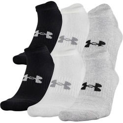 Under Armour Men's Training Cotton No Show Socks - 6 Pack White/Grey/Black L