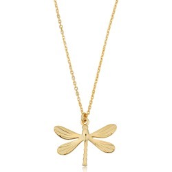 14K Yellow Gold Dragonfly Pendant Necklace, 18"