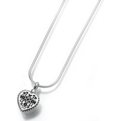 Silver Lattice Heart Cremation Pendant, Jewelry Gray