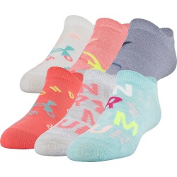 Under Armour Kids' Essentials No Show Socks (6 pairs) Pink/Aqua/White L