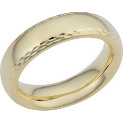 14k Yellow Gold Diamond Cut 6mm Wide Hollow Wedding Band Ring, Size 13
