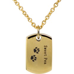 Sweet Pea Paw Prints Stainless Steel Cremation Pendant, Jewelry Gray