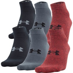Under Armour Men's UA Essential Low Cut Socks - 6 Pack Red/Black/Grey LG