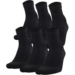 Under Armour Kids' Training Cotton Quarter Socks - 6 Pack Black M