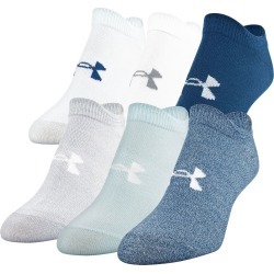 Under Armour Women's Essential 2.0 No Show Socks - 6 Pack Petrol Blue/Assorted M