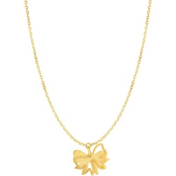 14k Yellow Gold Bow Pendant Necklace, 18"