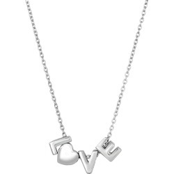 Sterling Silver Love Pendant Womens Necklace, 18"