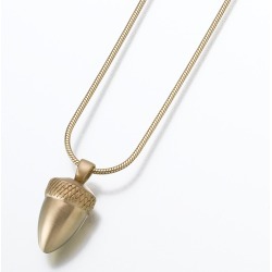 Gold Acorn Cremation Pendant, Jewelry Yellow