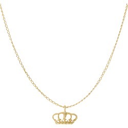 14k Yellow Gold Shiny Crown Pendant Necklace, 18"