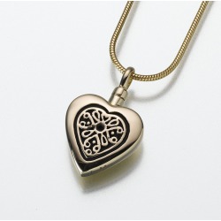 Yellow Lattice Heart Cremation Pendant - 14K Gold, Jewelry