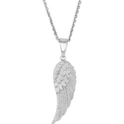 Sterling Silver Angel Wing Pendant Necklace, 18"