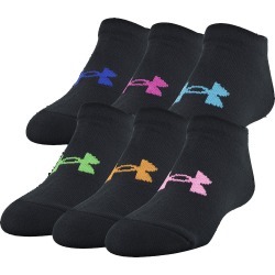 Under Armour Kids' Essential 2.0 No Show Socks - 6 Pack Black Assorted L