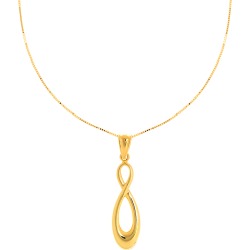 14k Yellow Gold Shiny Domed Infinity Pendant Necklace, 18"