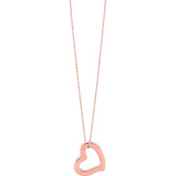 14k Rose Gold Heart Shaped Tube Pendant Necklace, 18"