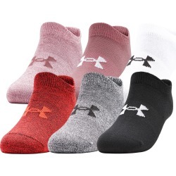 Under Armour Women's Essential 2.0 No Show Socks - 6 Pack Red/Assorted M