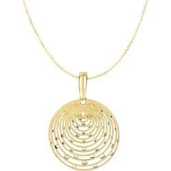 14K Yellow Gold Round Fancy Pendant Necklace, 18"