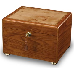 Wooden Cremation Urn and Memory Box - Burl and Oak Brown, Urns for Ashes