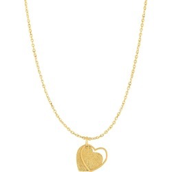 14k Yellow Gold Heart Pendant Necklace, 18"