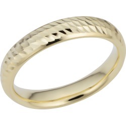 14k Yellow Gold Diamond Cut 4mm Wide Hollow Wedding Band Ring, Size 6