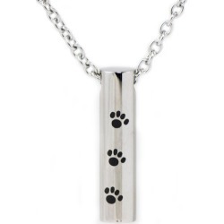 Paw Print Cylinder Cremation Pendant, Jewelry Black