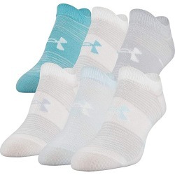 Under Armour Women's Essential 2.0 No Show Socks - 6 Pack White/Rift Blue M