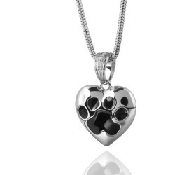 Paw Print on My Heart Cremation Pendant, Jewelry Red