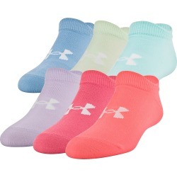 Under Armour Girl's Essential 2.0 No Show Socks - 6 Pack Blitz Red/Assorted One Size