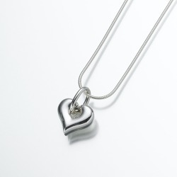 Silver Puff Heart Cremation Pendant, Jewelry Gray