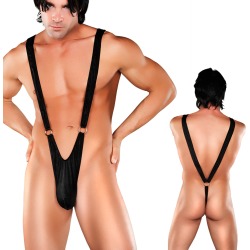 Male Power Nylon Lycra Sling with Rings Black S/M