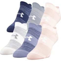Under Armour Women's Essential 2.0 No Show Socks - 6 Pack Peach Frost/Purple Dusk/White M